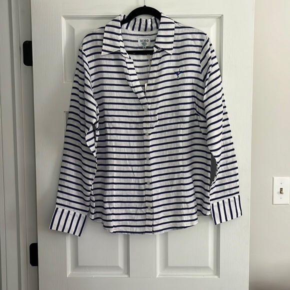 Blue/white striped coverup - Picture 1 of 3